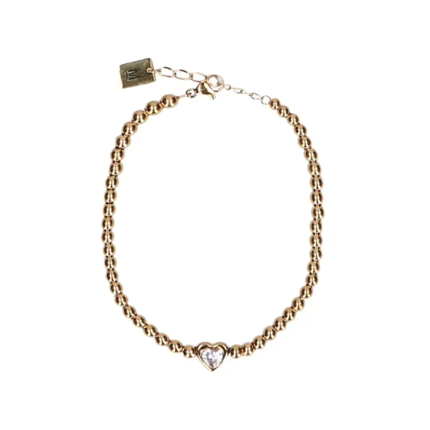 Manfield Goudkleurig armbandje met hartje^ Sieraden