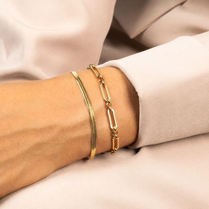 Manfield Goudkleurige armband van stainless steel^ Sieraden