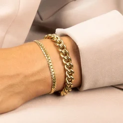 Manfield Goudkleurige armband van stainless steel^ Sieraden