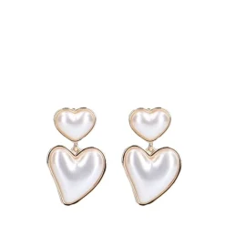 Manfield Goudkleurige hartjes oorbellen met parels^ Sieraden