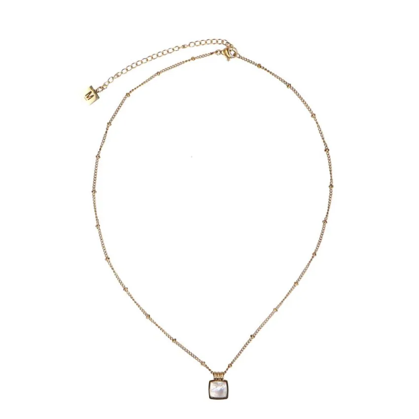 Manfield Goudkleurige ketting met steentje^ Sieraden