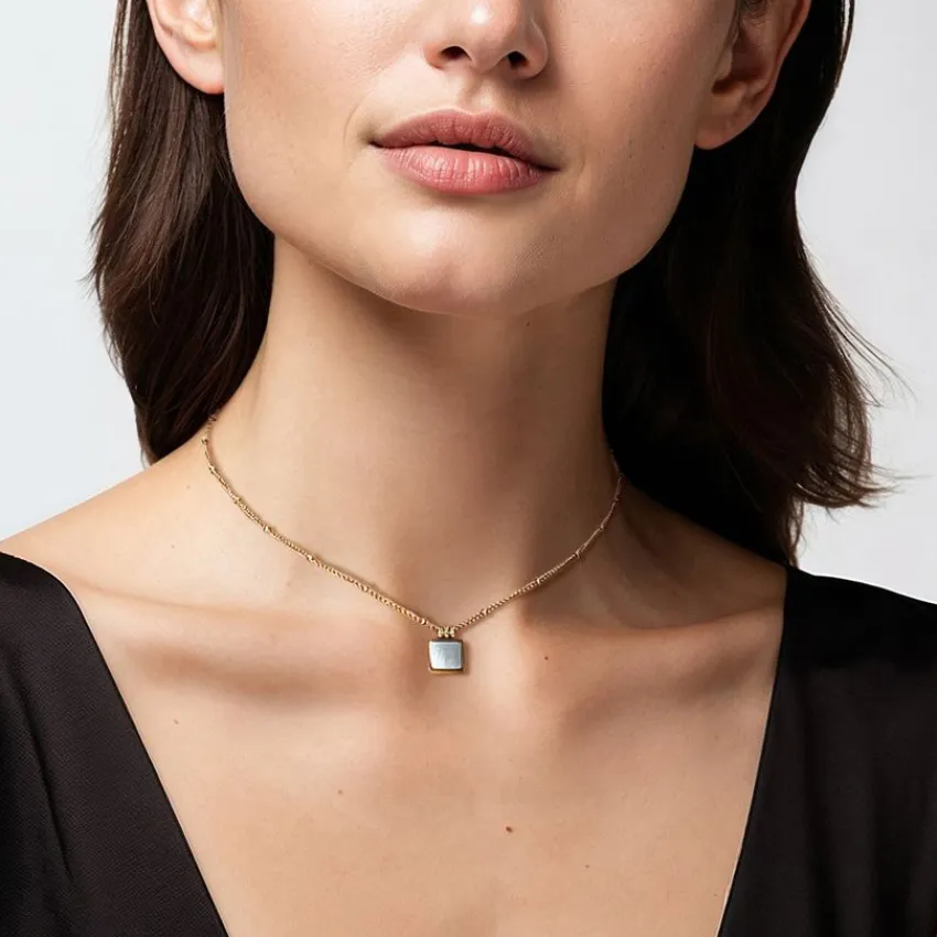 Manfield Goudkleurige ketting met steentje^ Sieraden