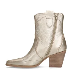 Manfield Goudkleurige leren cowboylaarzen^DAMES Enkellaarsjes