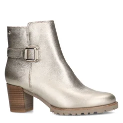 No Stress Goudkleurige leren enkellaarsjes met hak^DAMES Enkellaarsjes