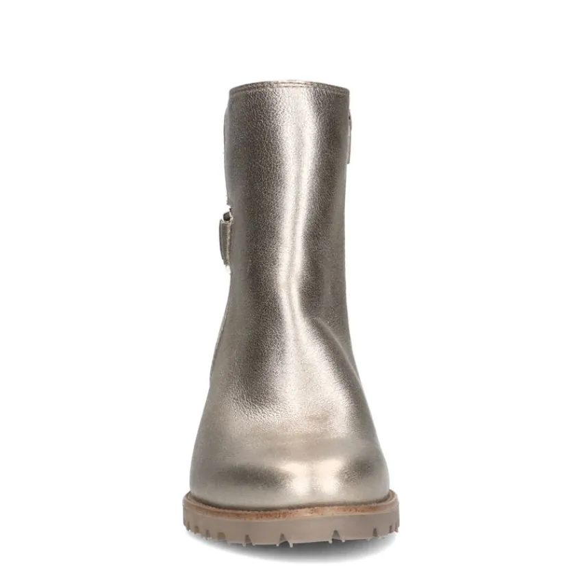 No Stress Goudkleurige leren enkellaarsjes met hak^DAMES Enkellaarsjes