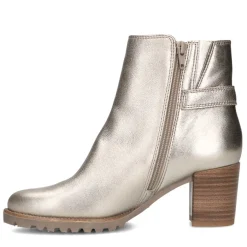 No Stress Goudkleurige leren enkellaarsjes met hak^DAMES Enkellaarsjes