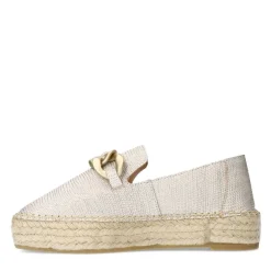 Manfield Goudkleurige leren espadrilles met gouden chain^DAMES Espadrilles