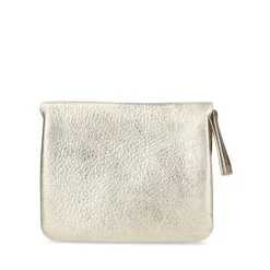 Manfield Goudkleurige leren portemonnee^ Portemonnees