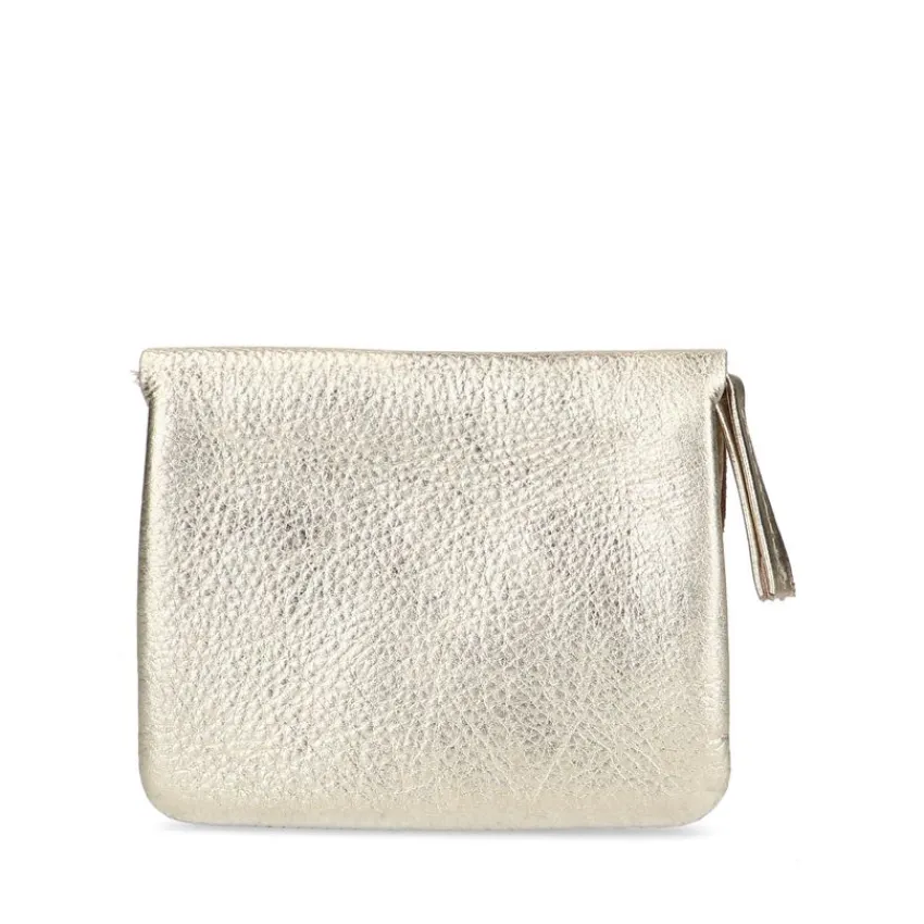 Manfield Goudkleurige leren portemonnee^ Portemonnees