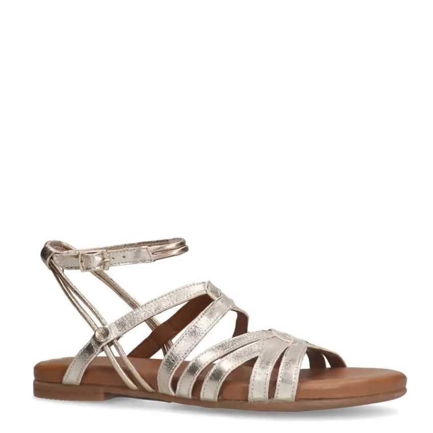 No Stress Goudkleurige leren sandalen met bandjes^DAMES Sandalen