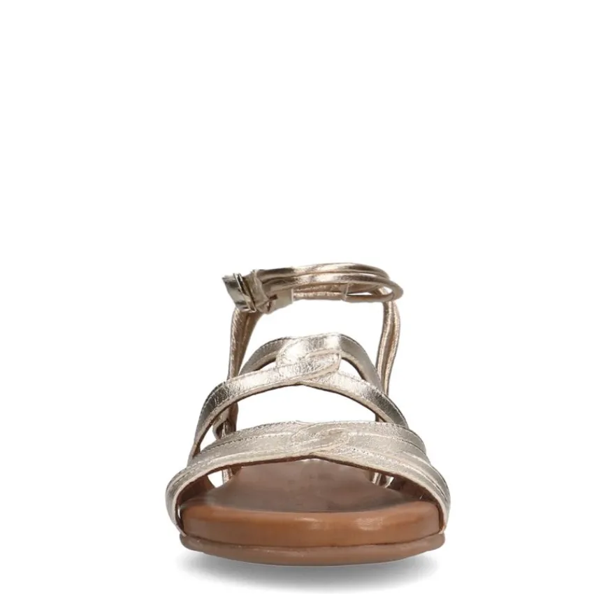 No Stress Goudkleurige leren sandalen met bandjes^DAMES Sandalen