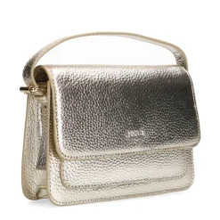 Manfield Goudkleurige leren schoudertas^ Schoudertassen