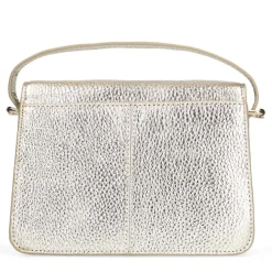 Manfield Goudkleurige leren schoudertas^ Schoudertassen