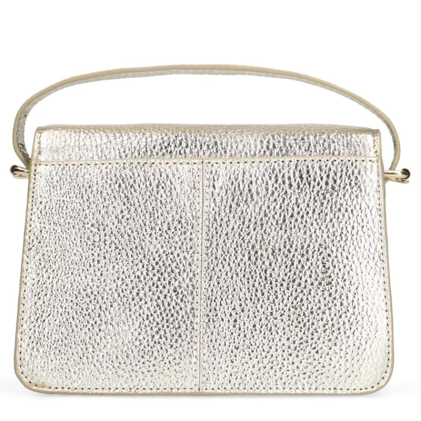 Manfield Goudkleurige leren schoudertas^ Schoudertassen