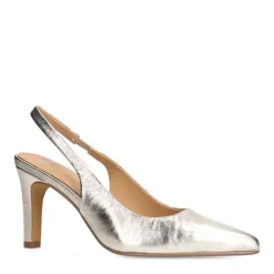 Manfield Goudkleurige leren slingbacks^DAMES Pumps|Slingbacks
