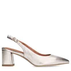 No Stress Goudkleurige leren slingbacks^DAMES Pumps|Slingbacks