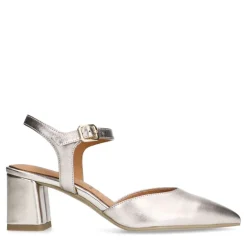 No Stress Goudkleurige leren slingbacks^DAMES Pumps|Slingbacks