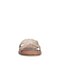 Manfield Goudkleurige leren slippers^DAMES Slippers