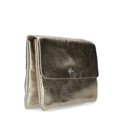 Manfield Goudkleurige metallic leren clutch^ Clutches