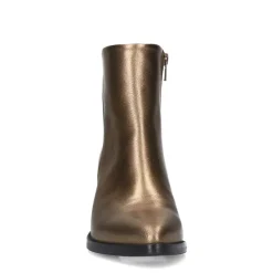 Manfield Goudkleurige metallic leren enkellaarsjes^DAMES Enkellaarsjes