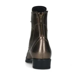 Manfield Goudkleurige metallic leren veterlaarsjes^DAMES Enkellaarsjes