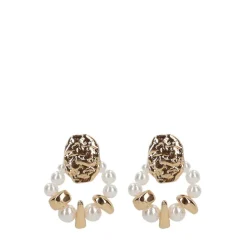 Manfield Goudkleurige oorbellen met parel details^ Sieraden