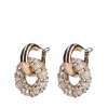 Manfield Goudkleurige oorbellen met steentjes hangers^ Sieraden