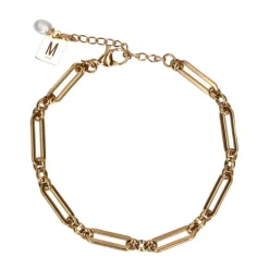Manfield Goudkleurige schakelarmband van stainless steel^ Sieraden