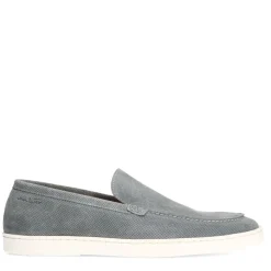 Van Lier Grijs/blauwe suède loafers^Heren Loafers