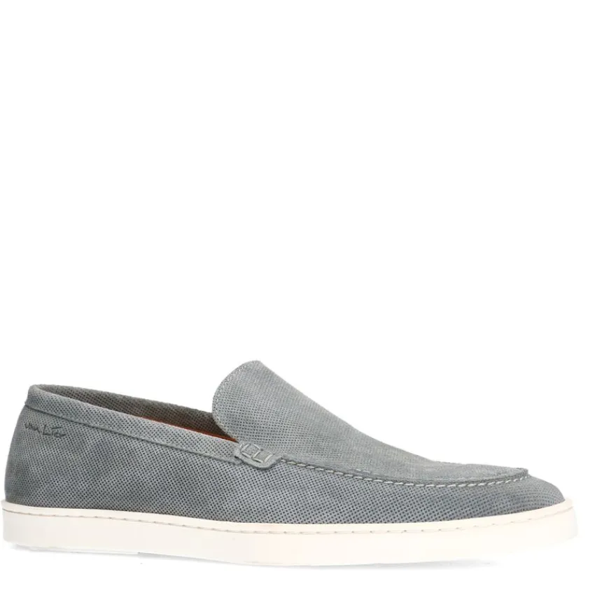 Van Lier Grijs/blauwe suède loafers^Heren Loafers