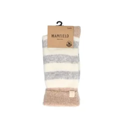 Manfield Grijze gestreepte cosy sokken^ Sokken