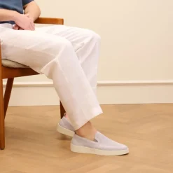 Manfield Grijze knit fabric loafers^Heren Loafers