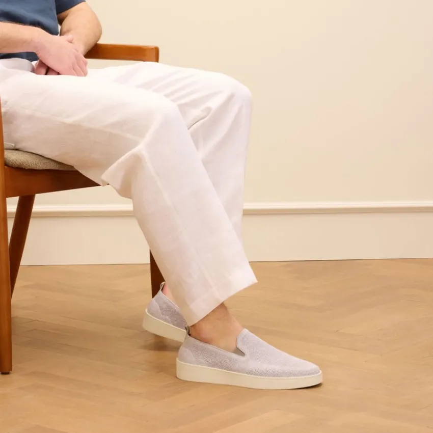 Manfield Grijze knit fabric loafers^Heren Loafers