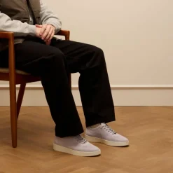 Manfield Grijze knit fabric sneakers^Heren Sneakers