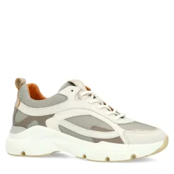 Manfield Grijze leren sneakers^DAMES Sneakers