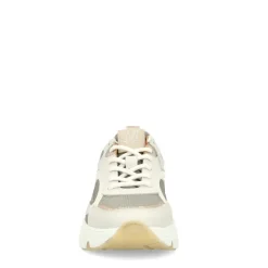 Manfield Grijze leren sneakers^DAMES Sneakers