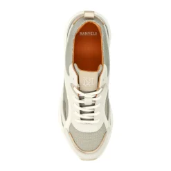 Manfield Grijze leren sneakers^DAMES Sneakers