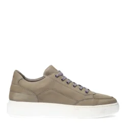Manfield Grijze nubuck sneakers^Heren Sneakers