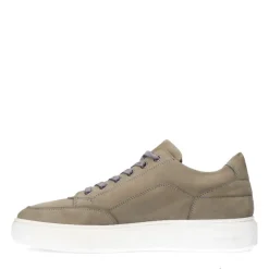 Manfield Grijze nubuck sneakers^Heren Sneakers