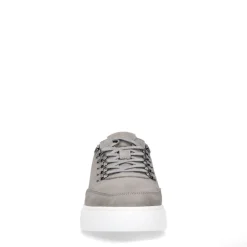 Manfield Grijze nubuck sneakers^Heren Sneakers