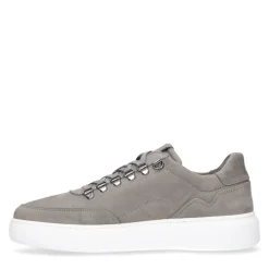 Manfield Grijze nubuck sneakers^Heren Sneakers