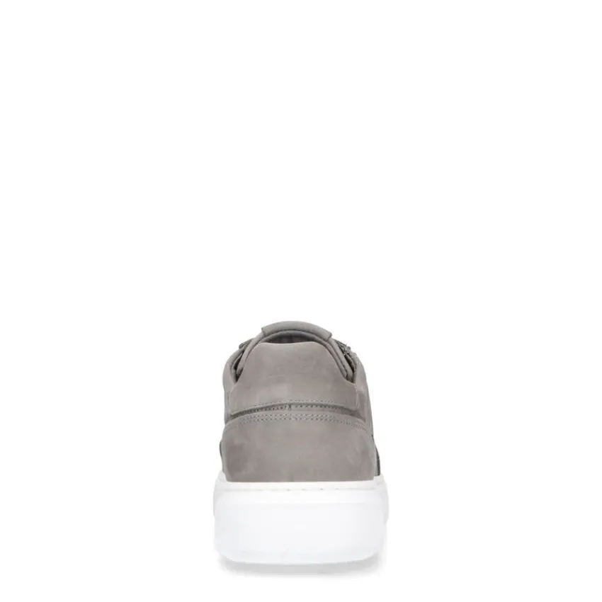 Manfield Grijze nubuck sneakers^Heren Sneakers