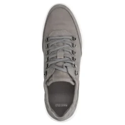 Manfield Grijze nubuck sneakers^Heren Sneakers