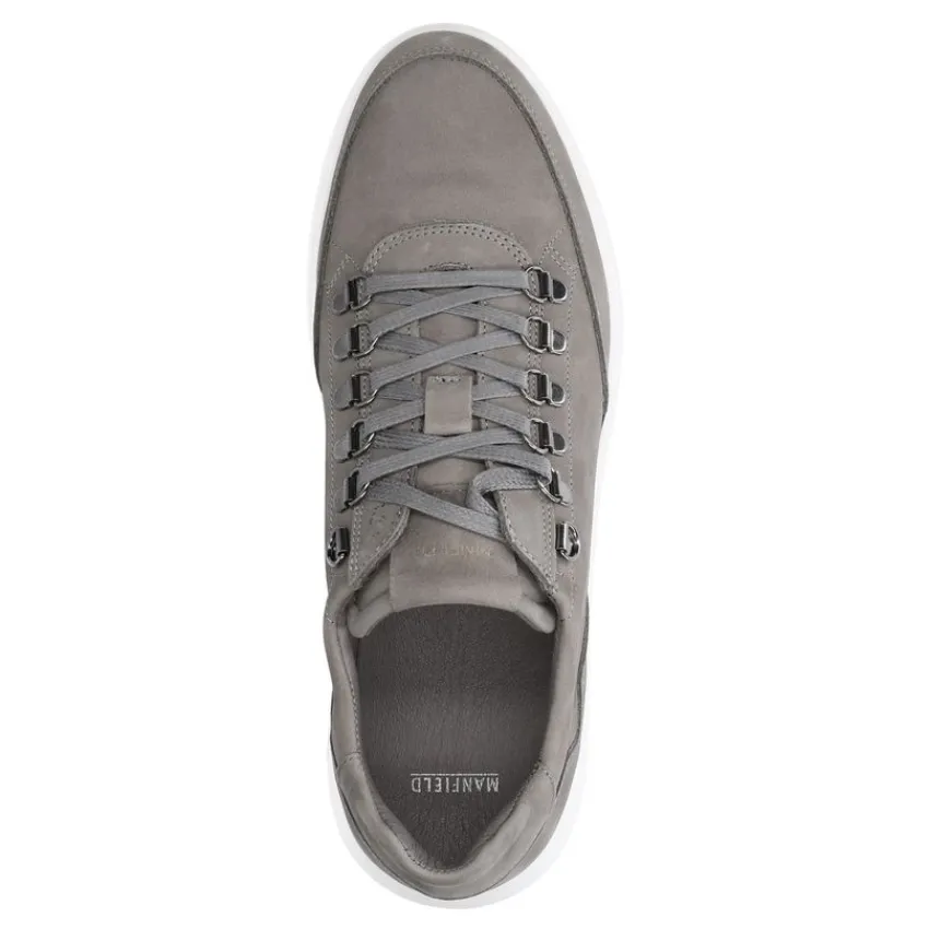 Manfield Grijze nubuck sneakers^Heren Sneakers