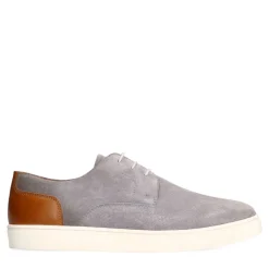 Manfield Grijze suède sneakers^Heren Veterschoenen