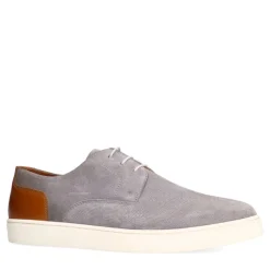 Manfield Grijze suède sneakers^Heren Veterschoenen