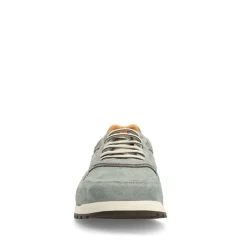 Van Lier Grijze suède sneakers met leren details^Heren Sneakers