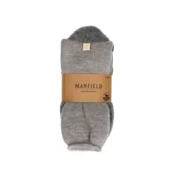 Manfield Grijze wollen home shoes socks^ Sokken