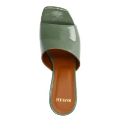 Manfield Groene lakleren sandalen met hak^DAMES Sandalen