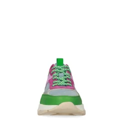 Manfield Groene leren sneakers^DAMES Sneakers